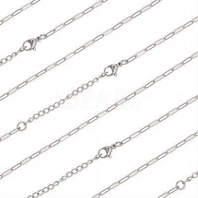 10Pcs 667 Stainless Steel Paperclip Chain Necklaces NJEW-BBC0001-48A-P-1