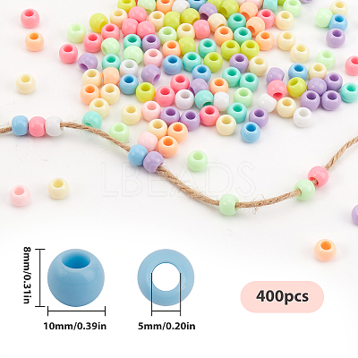 400Pcs Opaque Acrylic European Beads SACR-SP0001-01-1