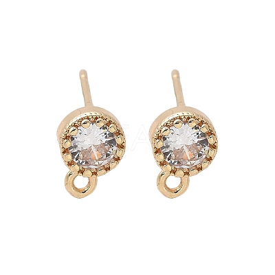 Brass Clear Cubic Zirconia Stud Earrings Finding for Women KK-A244-10A-G-1