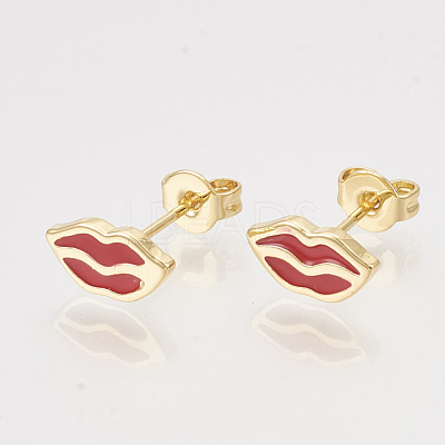 Brass Stud Earrings EJEW-S201-178-1