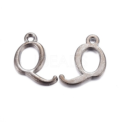 Gunmetal Plated Alloy Letter Pendants PALLOY-J718-01B-Q-1