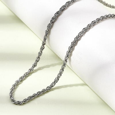 2MM Unisex 304 Stainless Steel Rope Chain Necklaces NJEW-P395-16P-1