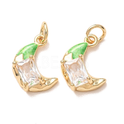 Brass Micro Pave Clear Cubic Zirconia with Enamel Charms CU-K002-47G-D-1