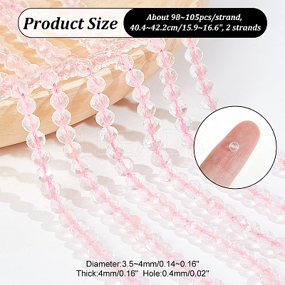 2 Strands Natural Rose Quartz Beads Strands G-NB0004-98-1
