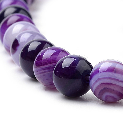 Natural Striped Agate/Banded Agate Beads Strands G-S259-04F-6mm-1