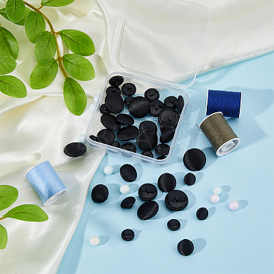 40Pcs 4 Styles 1-Hole Plastic Buttons BUTT-DC0001-04-1