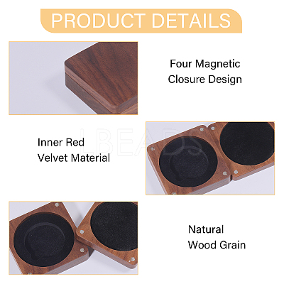 Wood Medal Storage Magnetic Boxes CON-WH0088-93A-01-1