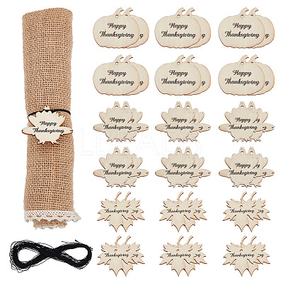 36Pcs 3 Styles Thanks Giving Themed Wood Pendants WOOD-OC0002-75-1