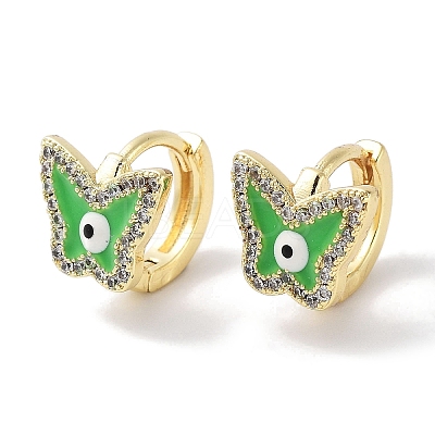 Brass Micro Pave Clear Cubic Zirconia Butterfly Hoop Earrings EJEW-L269-125G-1