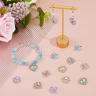 20Pcs 10 Styles Alloy Glass Pendants DIY-HS0002-04-1