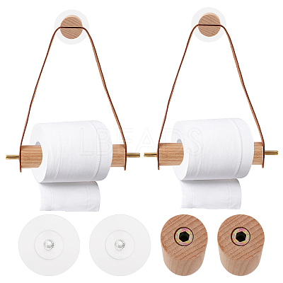 2 Sets 2 Colors Wood & Brass Toilet Wall Hanging Perforated Rope Holder FIND-GL0001-51-1