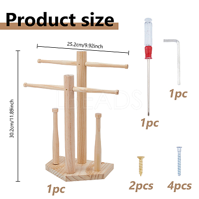 Baseball Wooden Jewelry Ring Display Tower Stands ODIS-WH0086-223B-1