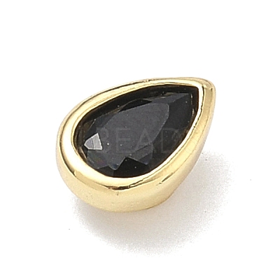 Teardrop Brass Micro Pave Cubic Zirconia Cabochons KK-P345-13G-B04-1
