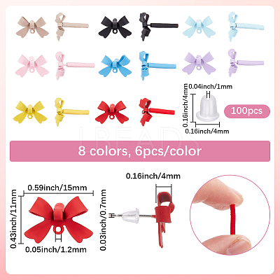 48Pcs 8 Colors Alloy Stud Earring Findings EJEW-SP0001-22-1