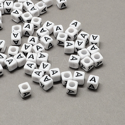 Large Hole Acrylic Letter European Beads LS-X-SACR-Q103-6mm-01A-1