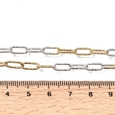 4MM Two Tone 304 Stainless Steel Textured Paperclip Chain Necklaces for Man and Women SA-CBAB767-12GP-1