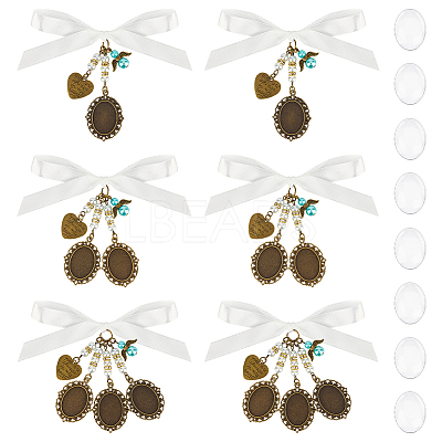 6Pcs 3 Styles Alloy Oval Tray Brooch Base Settings PALLOY-UN00036-1