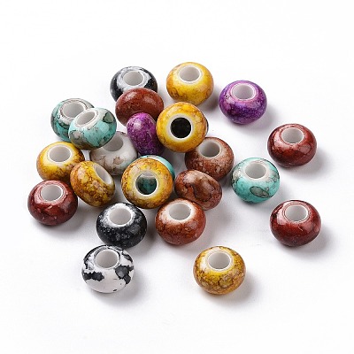 Spray Painted Opaque Acrylic European Beads ACRP-F002-02-1