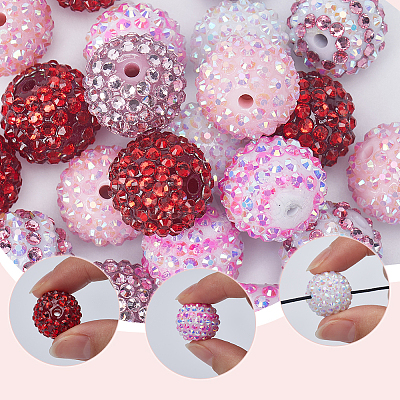 36Pcs 6 Style Resin Rhinestone Beads RESI-SC0003-04-1