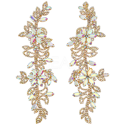 Brass Rhinestone Cloth Patches PATC-WH0031-003G-01-1