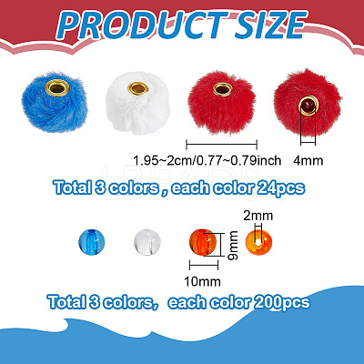 72Pcs 3 Colors Imitation Rabbit Hair European Beads FIND-PH0062-23-1