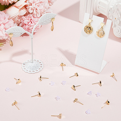 Brass Stud Earring Findings KK-BBC0028-29B-1