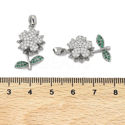 Brass Micro Pave Cubic Zirconia Rotatable Pendants KK-A287-11F-P-1
