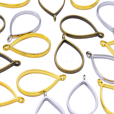 Rack Plating Alloy Drop Open Back Bezel Pendants PALLOY-CJ0001-24-FF-1