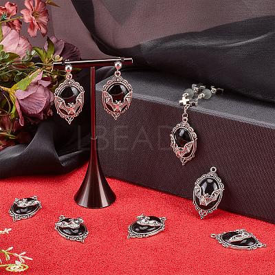 10Pcs Halloween Alloy Oval Pendants FIND-SC0011-18B-1