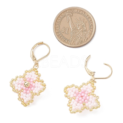 Handmade Glass Seed Beads Flower Leverback Earrings EJEW-MZ00578-03-1