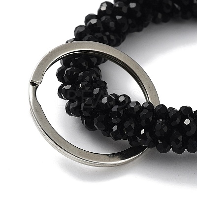 Glass Beaded Bracelet Wrist Keychain AJEW-Z018-01B-1