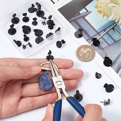 30Pcs 3 Size 304 Stainless Steel Stud Earring Findings STAS-SC0004-32-1