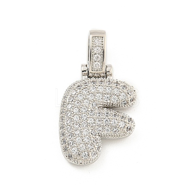 Brass Micro Pave Clear Cubic Zirconia Pendants KK-B099-01P-F-1