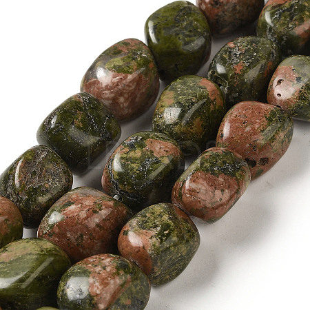 Natural Unakite Beads Strands G-B078-D34-04-1