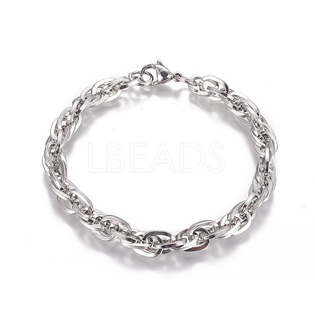 304 Stainless Steel Rope Chain Bracelets BJEW-I274-07S-1