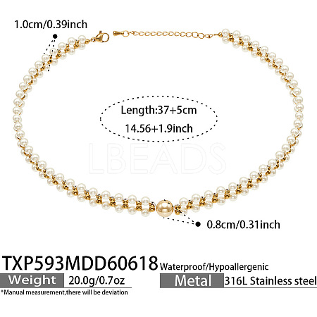 White Shell Pearl 316L Surgical Stainless Steel Woven Beaded Necklaces for Women WG11D7A-03-1