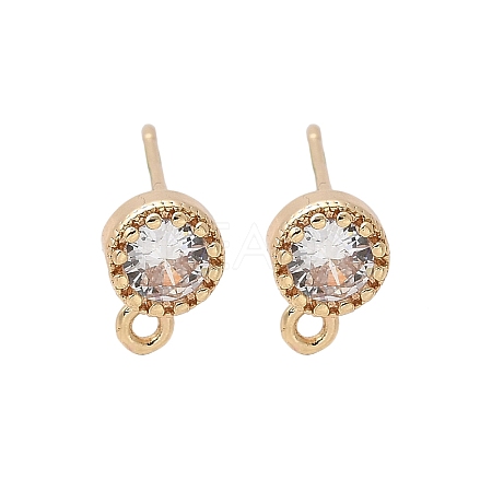 Brass Clear Cubic Zirconia Stud Earrings Finding for Women KK-A244-10A-G-1