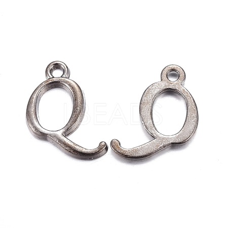 Gunmetal Plated Alloy Letter Pendants PALLOY-J718-01B-Q-1