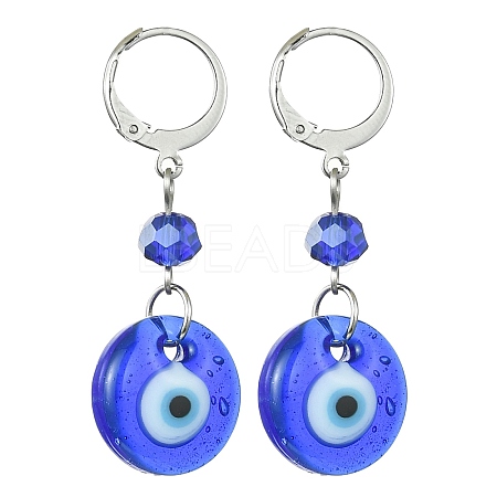 Evil Eye Glass Leverback Earrings EJEW-JE05573-02-1