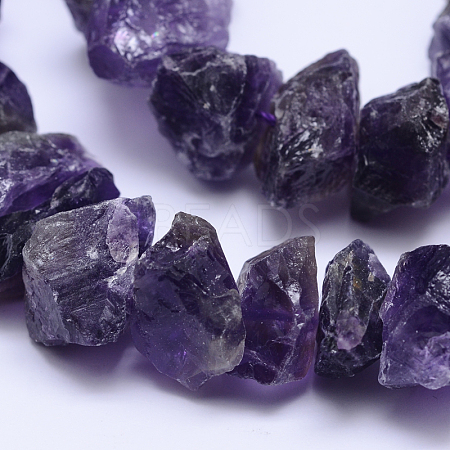 Raw Rough Natural Amethyst Bead Strands G-O119-01B-1