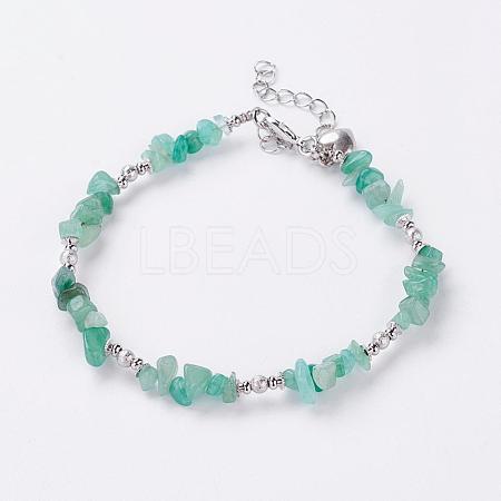 Trendy Natural Green Aventurine Beaded Anklets AJEW-AN00113-05-1
