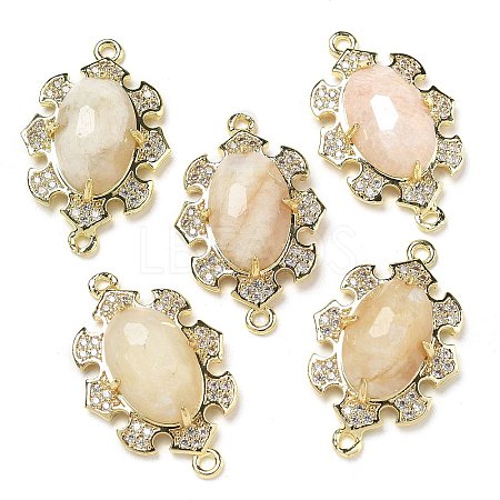 Natural Moonstone Faceted Oval Connector Charms G-G181-06G-09-1