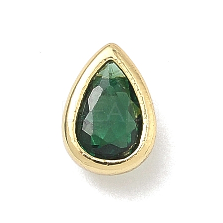 Teardrop Brass Micro Pave Cubic Zirconia Cabochons KK-P345-13G-B07-1