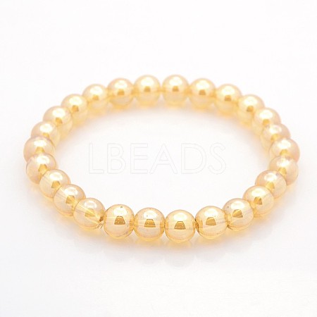 Electroplate Glass Round Beads Stretch Bracelets BJEW-F068E-10-1