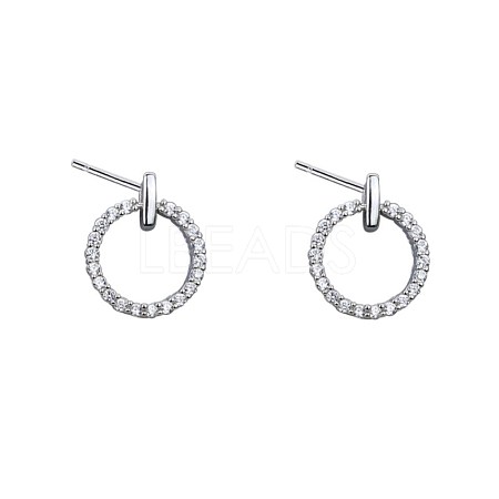 925 Sterling Silver Stud Earrings EJEW-BB43853-A-1