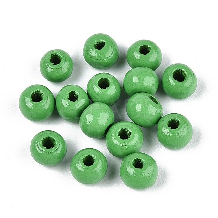 Spray Painted Round Natural Schima Wood Beads WOOD-A018-6mm-08-1
