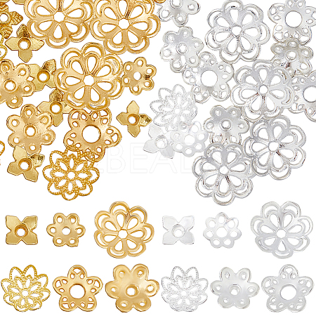 360Pcs 12 Styles Alloy & Brass Bead Caps FIND-HS0001-89-1