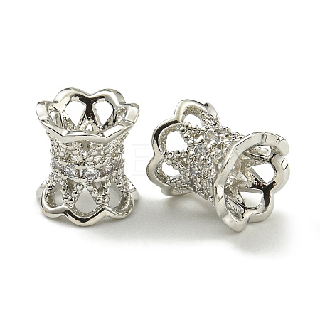 Rack Plating Brass Micro Pave Cubic Zirconia Beads KK-K386-04P-1