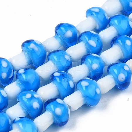 Mushroom Handmade Lampwork Beads Strands LAMP-R116-17A-1