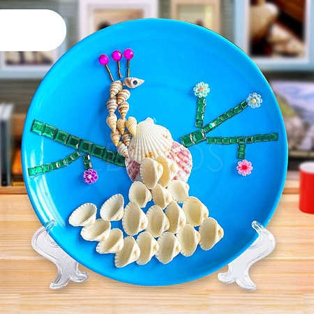 DIY Peacock Pattern Shell Conch Disk Paste Painting For Kids DIY-P035-05-1